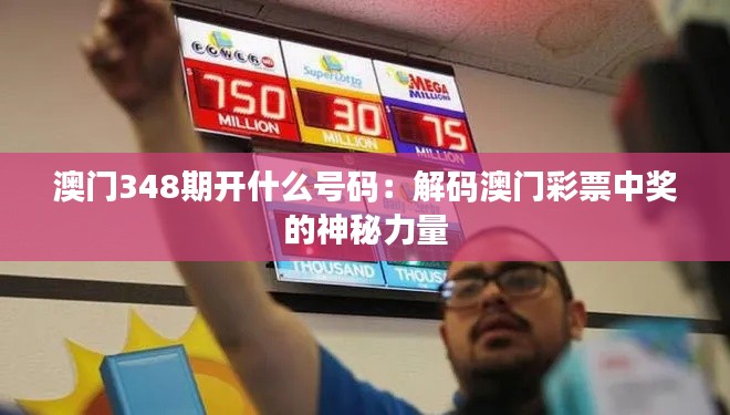 澳门348期开什么号码:解码澳门彩票中奖的神秘力量