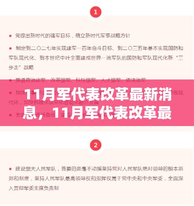 深度解析,11月军代表改革最新消息及观点阐述