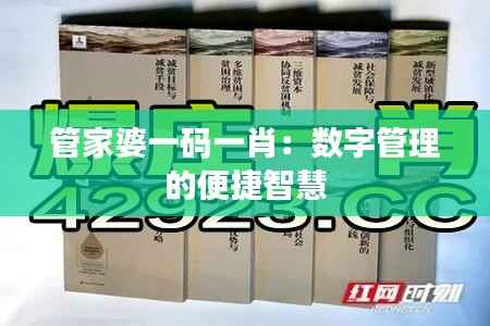 管家婆一码一肖:数字管理的便捷智慧