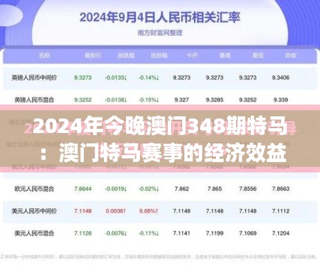2024年今晚澳门348期特马:澳门特马赛事的经济效益分析