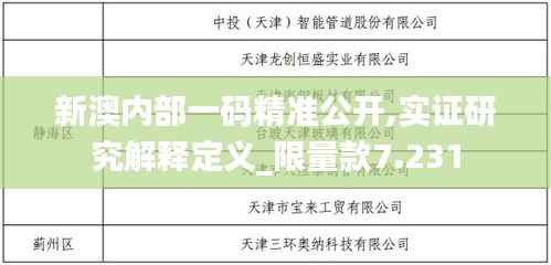 新澳内部一码精准公开,实证研究解释定义_限量款7.231