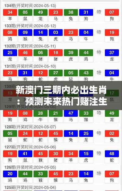 新澳门三期内必出生肖:预测未来热门赌注生肖