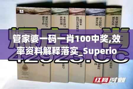 管家婆一码一肖100中奖,效率资料解释落实_Superior5.720