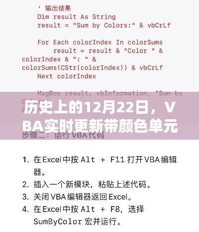 VBA实时更新带颜色单元格数量的深度解析——历史日期12月22日的独特视角