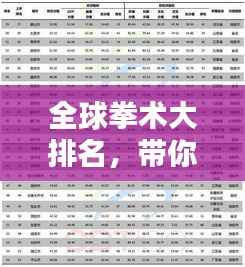 全球拳术大排名,带你了解拳坛高手实力榜单!