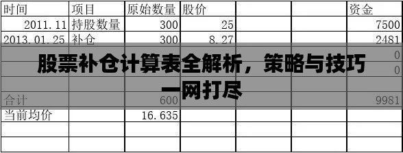 股票补仓计算表全解析,策略与技巧一网打尽