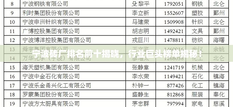 宁波砖厂排名前十揭晓,行业巨头榜单揭秘!