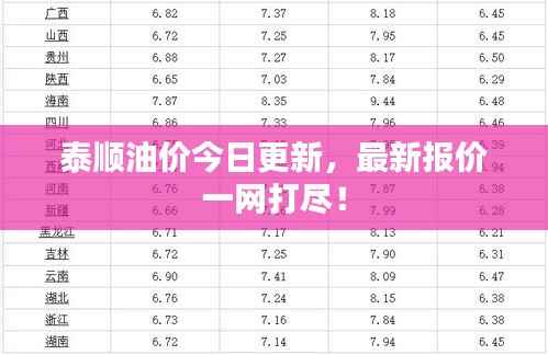 泰顺油价今日更新,最新报价一网打尽!