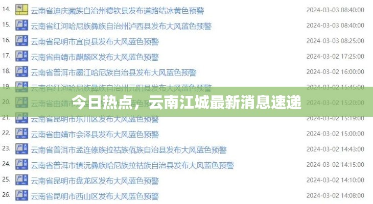 今日热点,云南江城最新消息速递