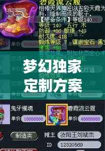 梦幻独家定制方案，梦幻西游低价指定 