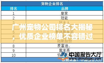 广州宠物公司排名大揭秘,优质企业榜单不容错过!