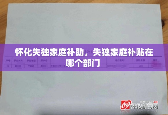 怀化失独家庭补助,失独家庭补贴在哪个部门